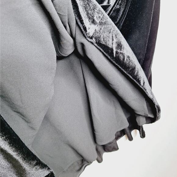 Zara Velvet Lace Babydoll Skater Dress Medium Goth Flutter Sleeve Sheer Witchy - Picture 7 of 11